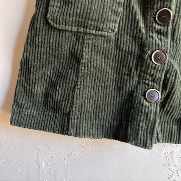 Zara Green Corduroy Button Front Mini Skirt Indie Dark Academia Cottagecore Sz S - Picture 5 of 11
